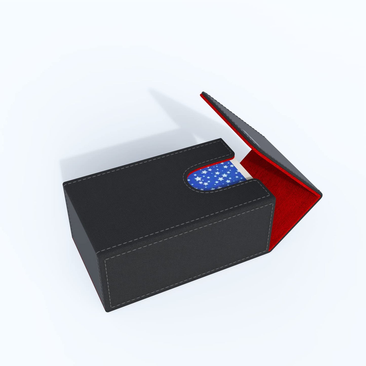 Black Tarot Card Holder with Red Interior; Fold Top Tarot Card Box Case with Magnetic Lid Closure; Fits Standard Tarot Card Deck; Holder Measures Standard Size 5.39 x 3.38 x 2 In (137*86*51mm) (Red)