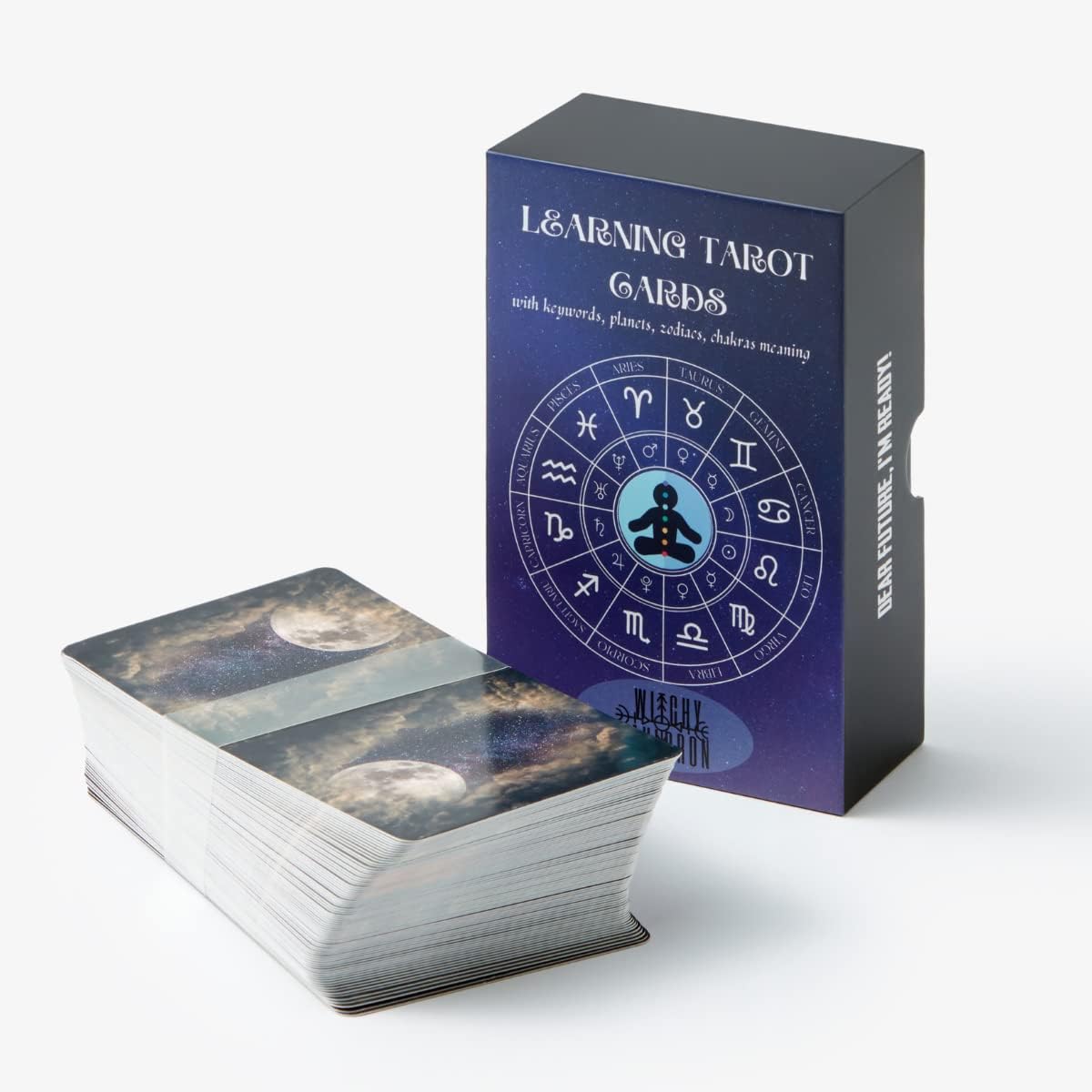 Witchy Cauldron Tarot Cards for Beginners, Learning Tarot with Meanings on Them, Keywords, Reversed, Chakra, Planet, Zodiac, Element, Yes or No, Affirmations