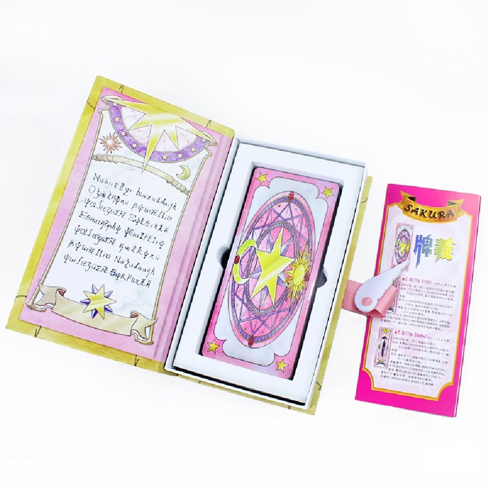 Cardcaptor Sakura Cards Magic Book Anime Tarot Cards Set New in Gift Box Collectibles Accessories Cosplay Prop (Pink)