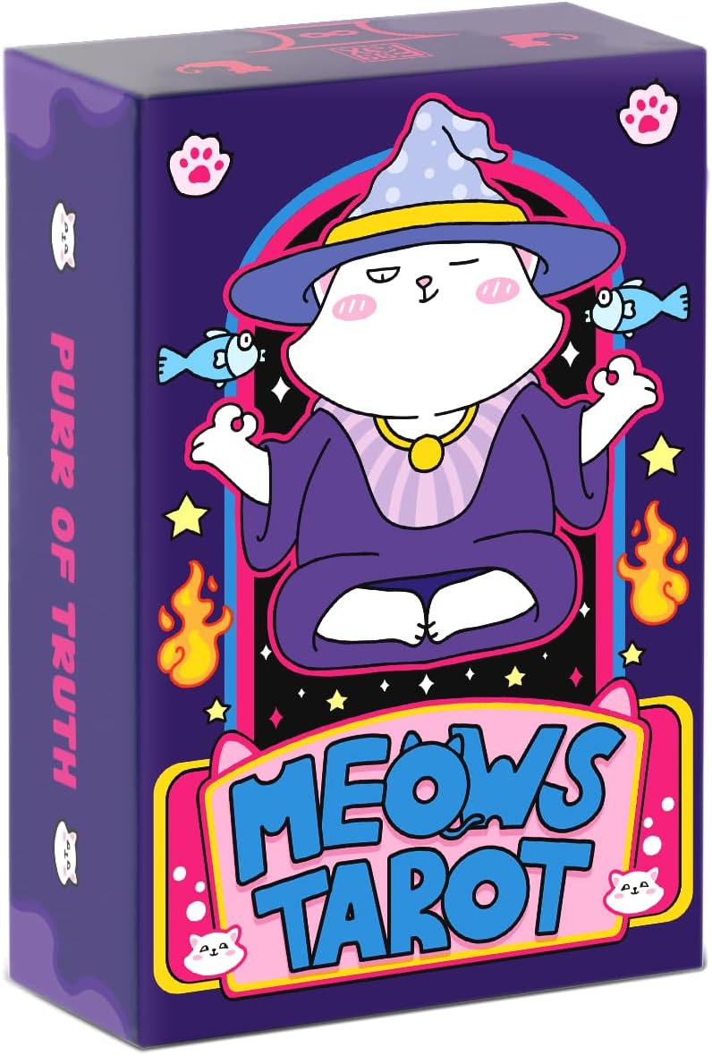99FOX Meows Tarot Card Deck with Guidebook for Adults Beginners Cute Cards Cat Lovers