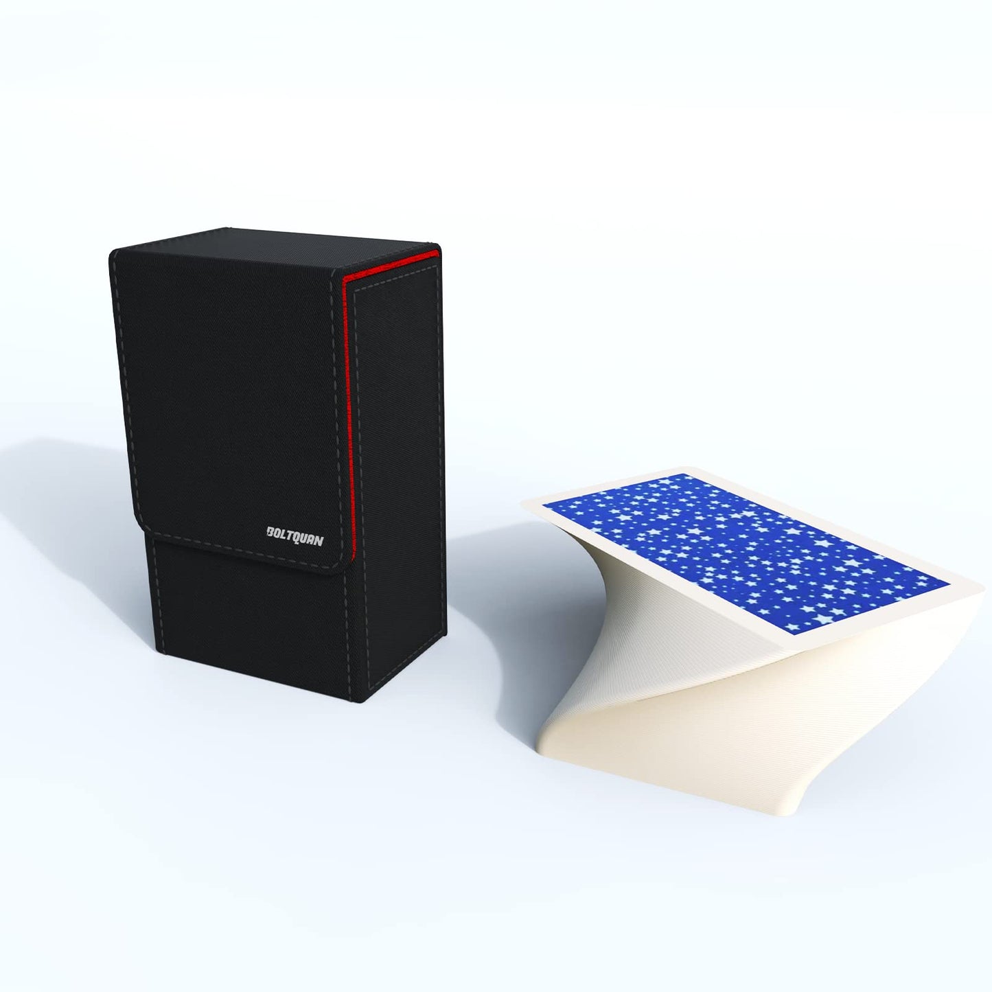 Black Tarot Card Holder with Red Interior; Fold Top Tarot Card Box Case with Magnetic Lid Closure; Fits Standard Tarot Card Deck; Holder Measures Standard Size 5.39 x 3.38 x 2 In (137*86*51mm) (Red)