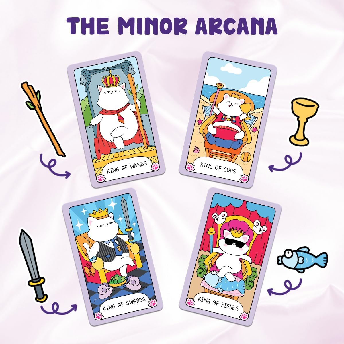 99FOX Meows Tarot Card Deck with Guidebook for Adults Beginners Cute Cards Cat Lovers
