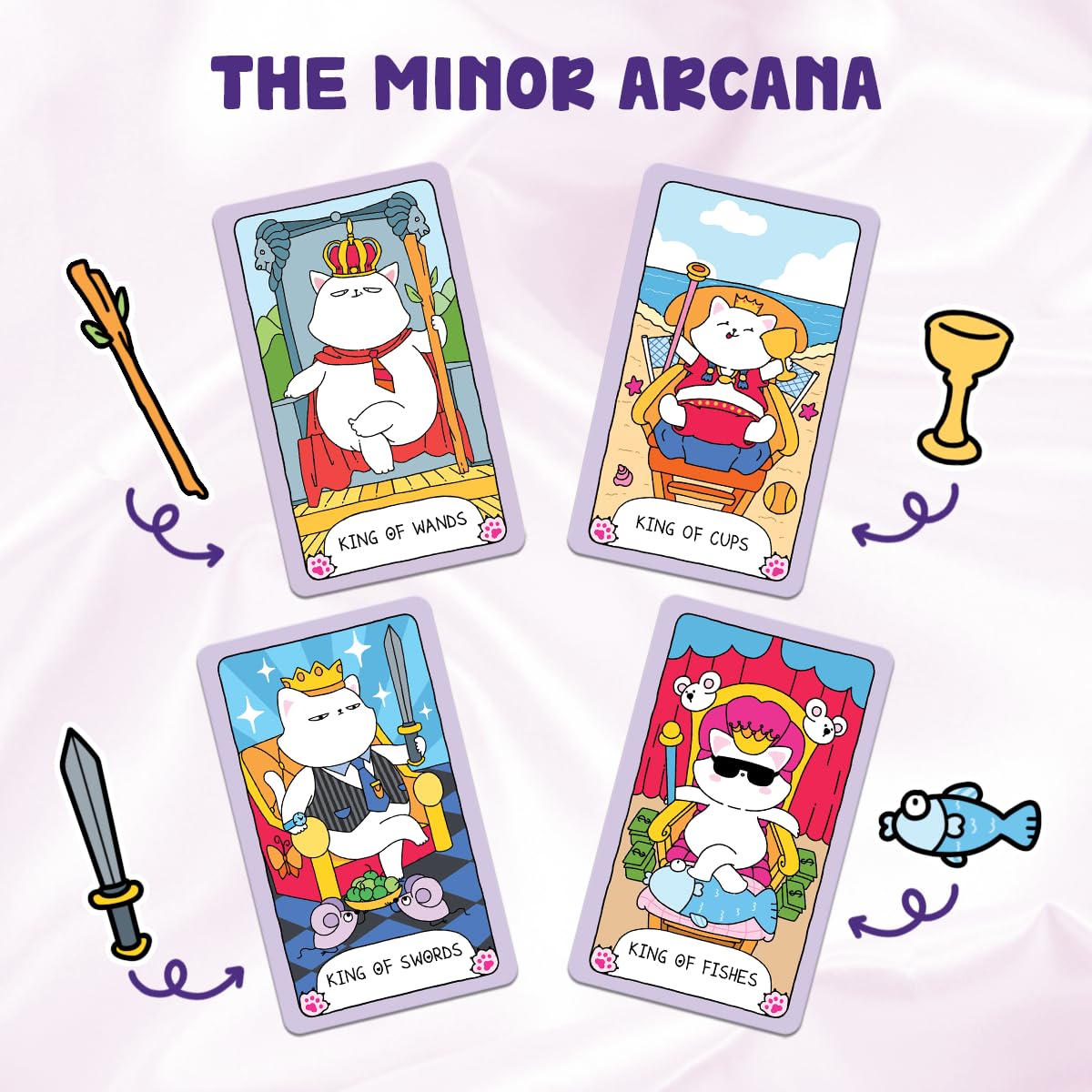 99FOX Meows Tarot Card Deck with Guidebook for Adults Beginners Cute Cards Cat Lovers