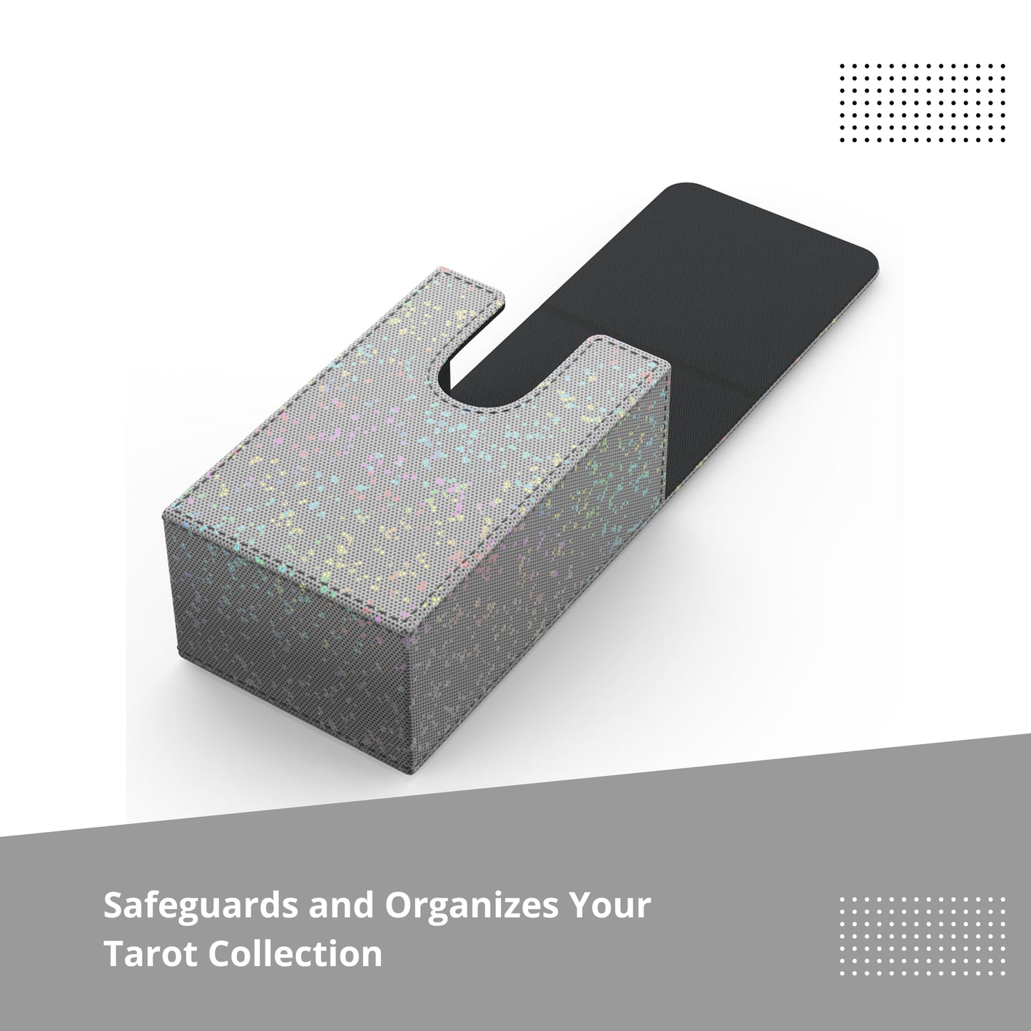 Boltquan Pearlized Grey Tarot Card Holder with Black Interior – Fold-Top Case with Magnetic Lid Closure – Fits Standard Tarot Decks – Outer Dimensions 5.39 x 3.38 x 2 Inches (Pearlized Grey)