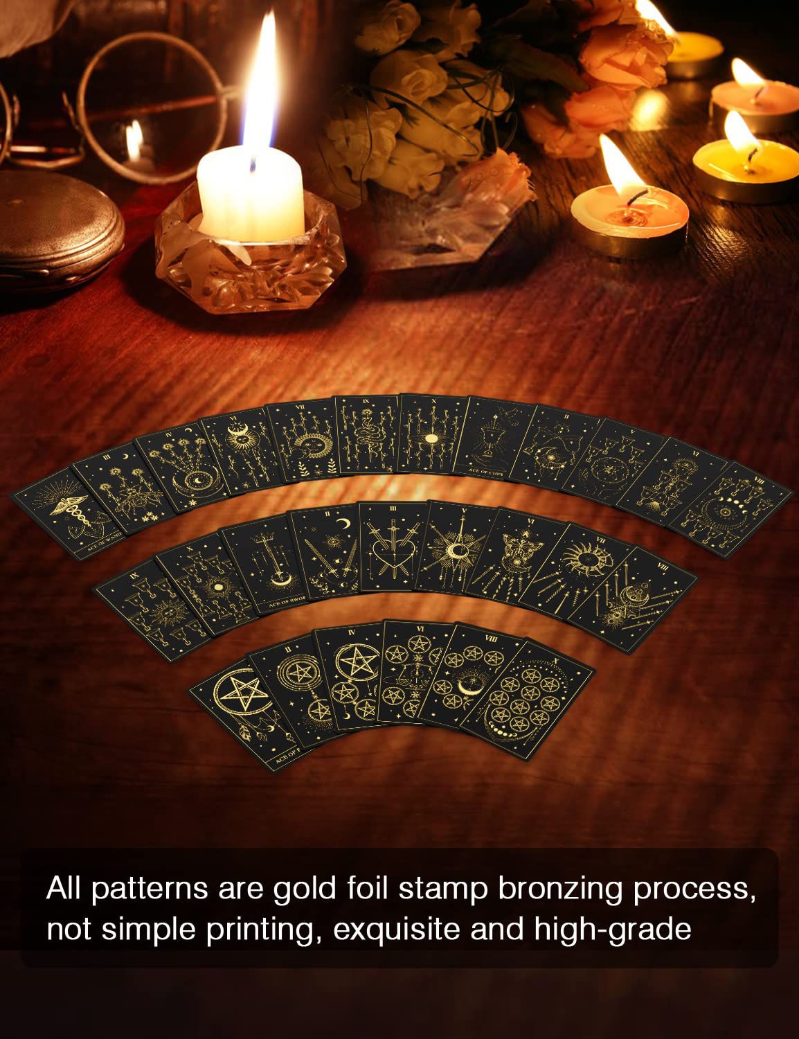 WJPC Gold Foil Tarot Cards with Guide Book Set&Gift Box for Beginner& Expert. Rider Waite Tarot Decks, Tarot Cards Decks