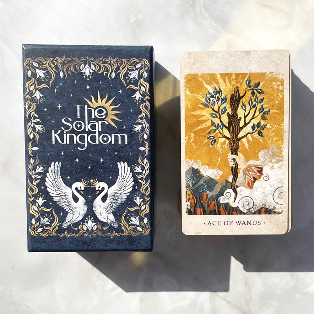 Atesswy Solar Kingdom Tarot Magical Journey Cosmic Insight Divination Cards 12 * 7cm 86 Pcs Cards in Rigid Box Unique Indie Tarot Deck