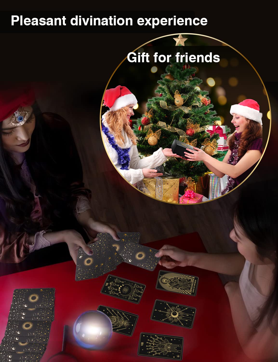 WJPC Gold Foil Tarot Cards with Guide Book Set&Gift Box for Beginner& Expert. Rider Waite Tarot Decks, Tarot Cards Decks