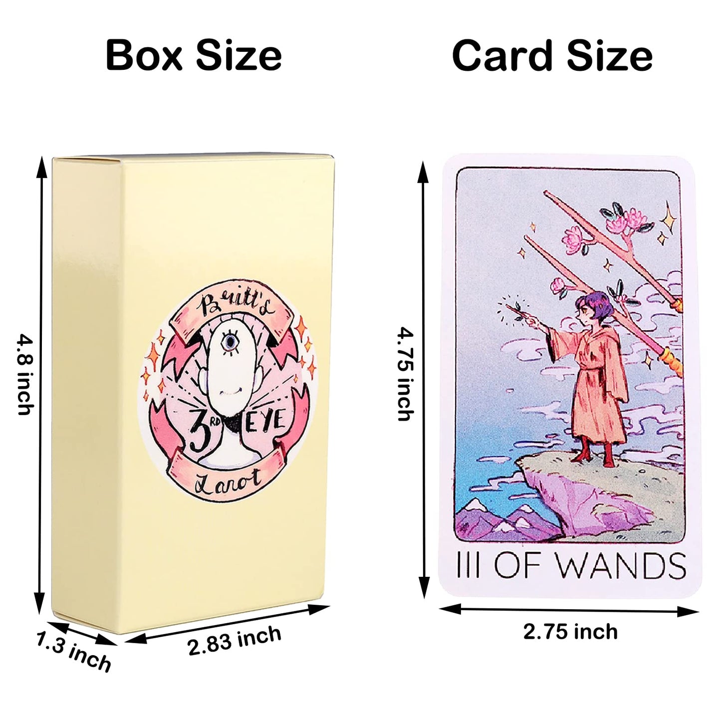 Atesswy Britt's Third Eye Tarot Deck, 78 Standard Tarot Cards with Guidebook for Beginners (Size: 4.75" x 2.75")