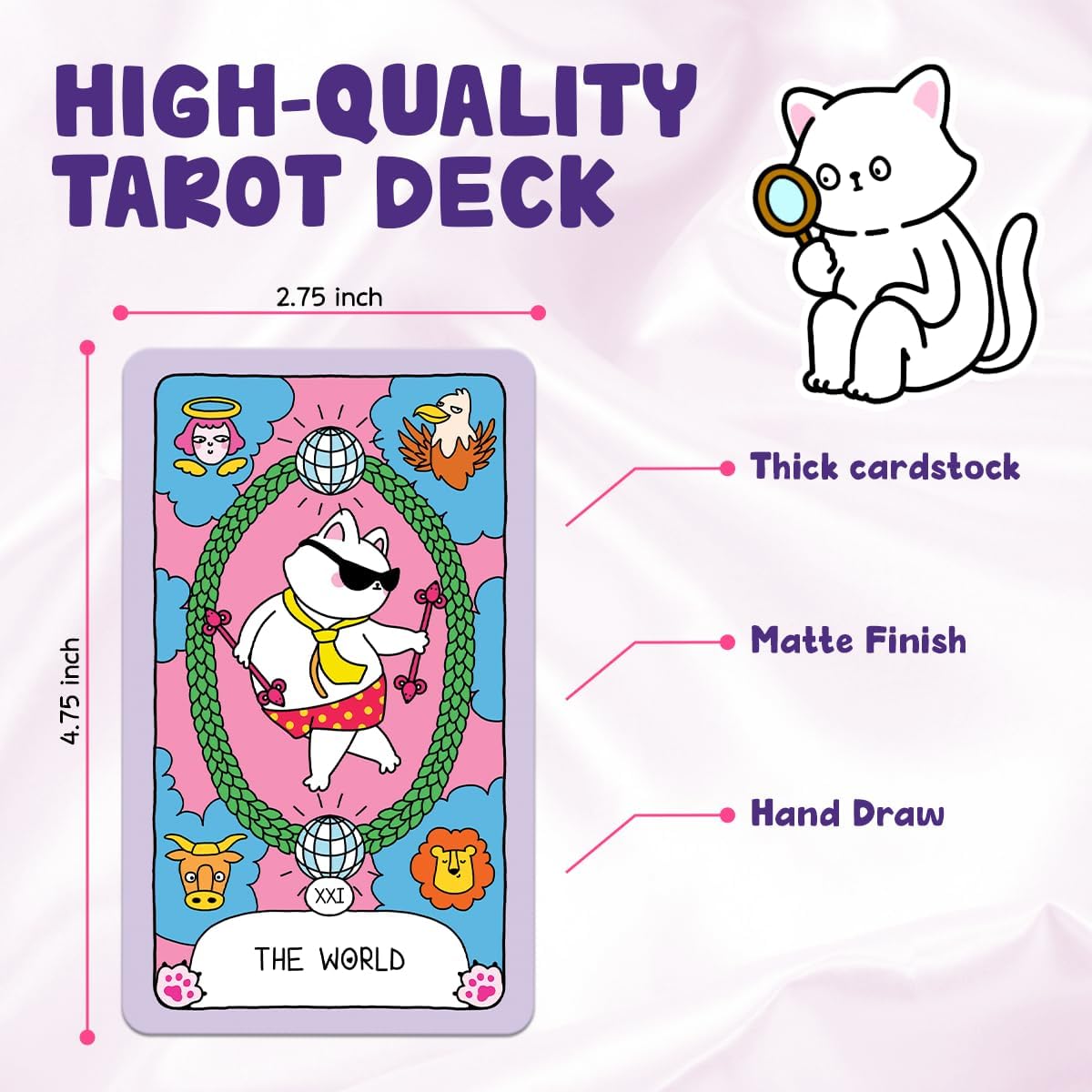99FOX Meows Tarot Card Deck with Guidebook for Adults Beginners Cute Cards Cat Lovers