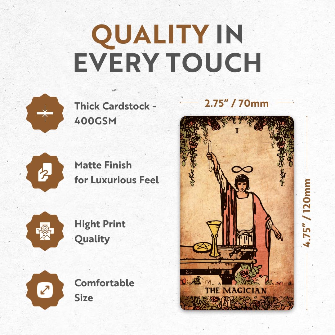 CRAFTERIAN Tarot Cards, 78 Tarot Deck, Original Tarot Cards for Beginners and Experts with Guide Book and Gift Bag, Fortune Telling Game, Divination Tools for All Skill Levels, Black and Gold.