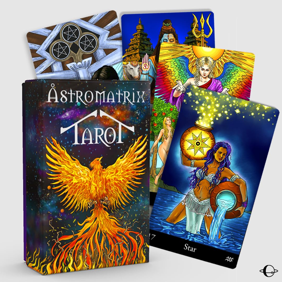AstroMatrix Cards Deck with Online Guide QR Codes for Beginners and Experts Readers, 78 Tarot Deck Cards, Classic Traditional Tarot Deck Standard Size 4.75" x 2.75", Fortune Telling Cards Game
