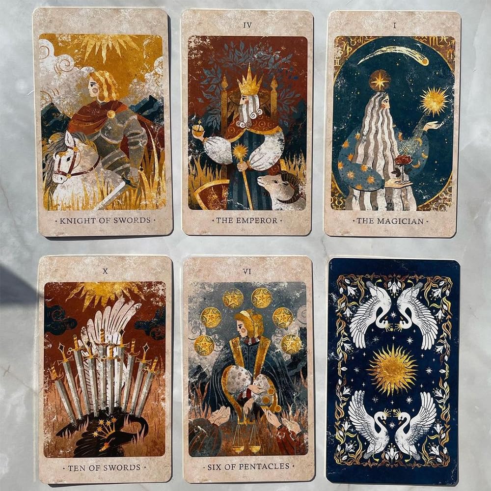 Atesswy Solar Kingdom Tarot Magical Journey Cosmic Insight Divination Cards 12 * 7cm 86 Pcs Cards in Rigid Box Unique Indie Tarot Deck
