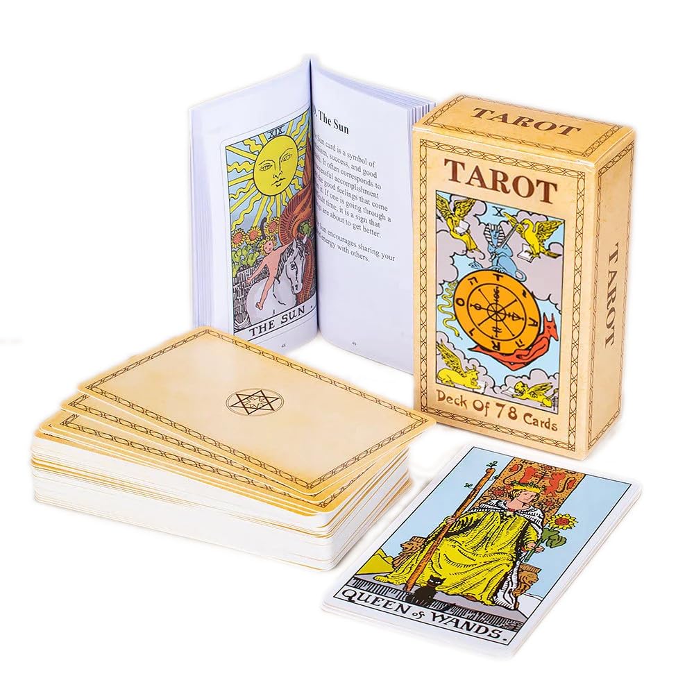 Complete Rider Waite Tarot Card Deck with Clear Meanings, Guide Book & Divination Tools - Beginner-Friendly Boxed Set for Fortune Telling and Cartas al Universo.