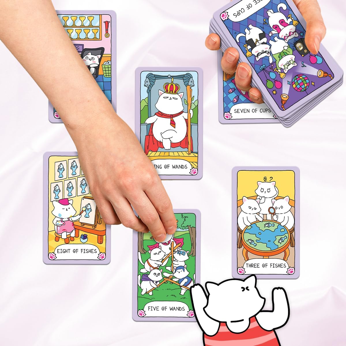 99FOX Meows Tarot Card Deck with Guidebook for Adults Beginners Cute Cards Cat Lovers