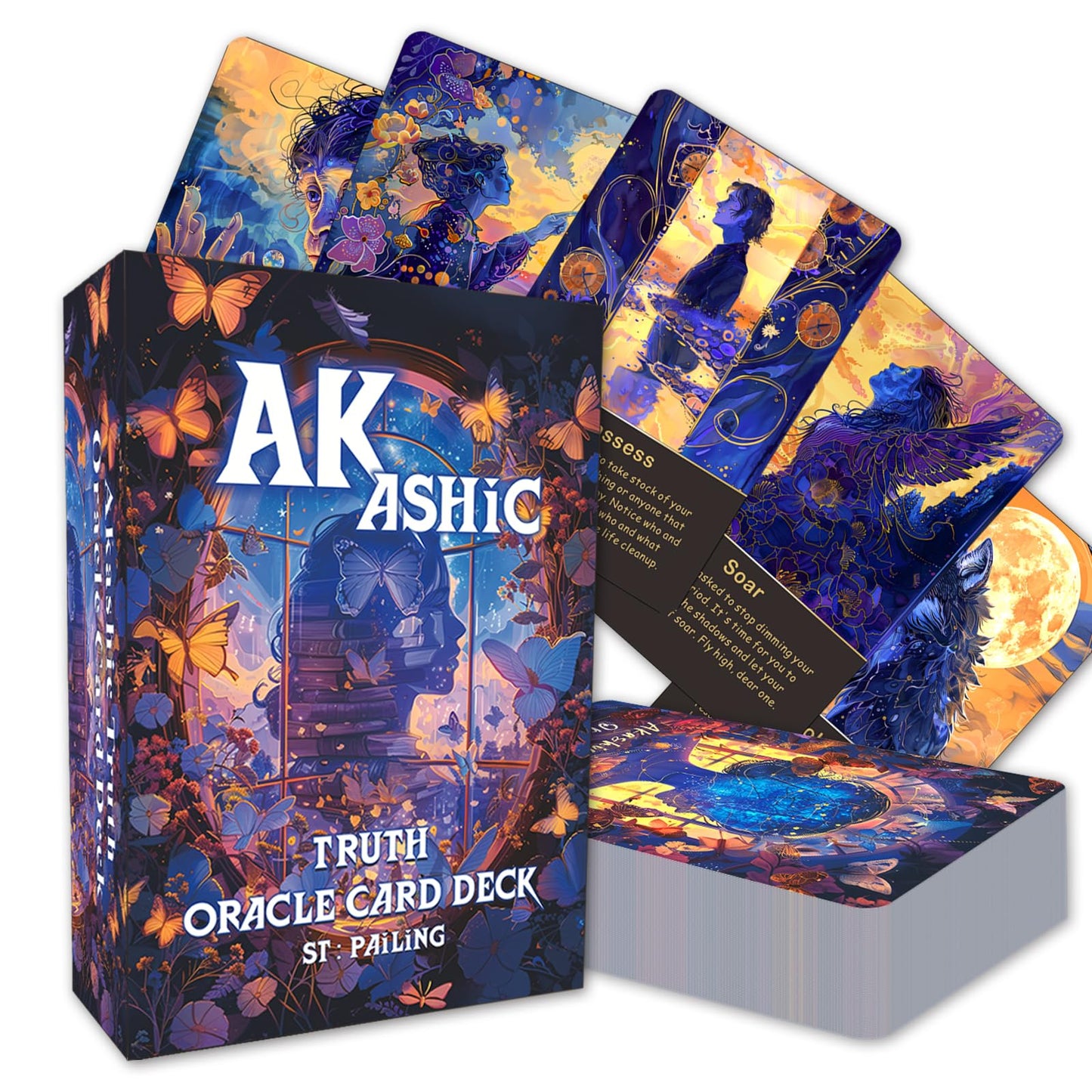 Akashic Oracle and Tarot Cards for Beginners - Energy Healing Set With 75 Cards to Reveal Soul's Truth and Clear Karmic Influences