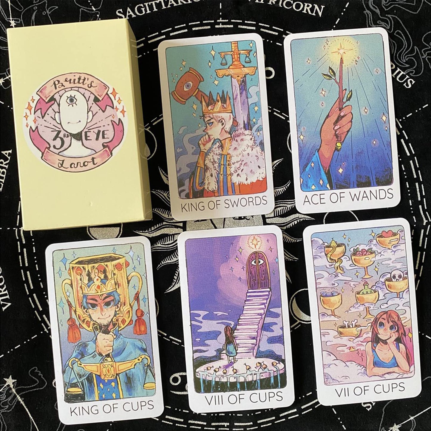 Atesswy Britt's Third Eye Tarot Deck, 78 Standard Tarot Cards with Guidebook for Beginners (Size: 4.75" x 2.75")