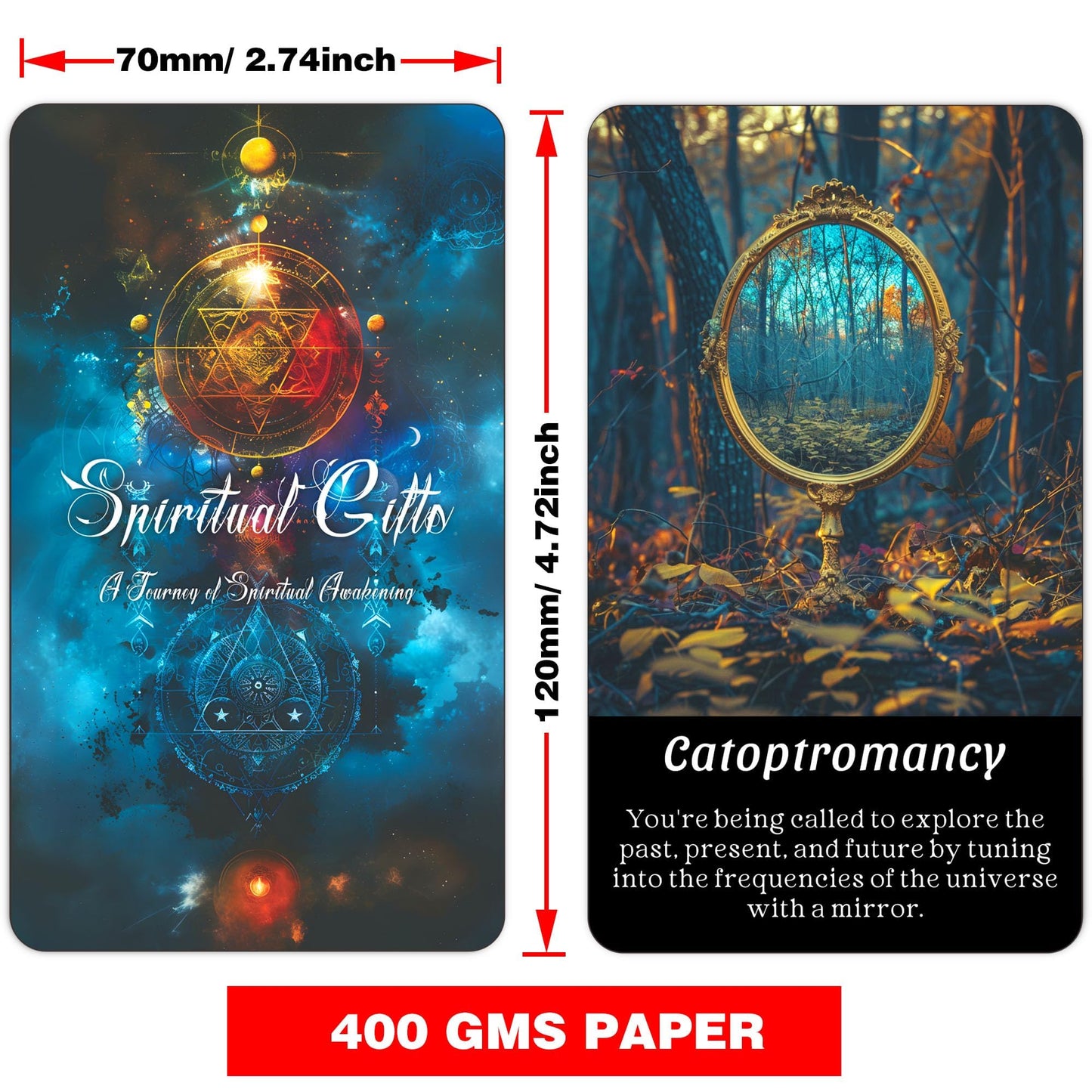 BAIYOOBAI Spirit Oracle Cards, Mystic Psychic Oracle Deck, Spiritual Oracle Cards for Beginners, Explore Inner Wisdom and Spiritual Power