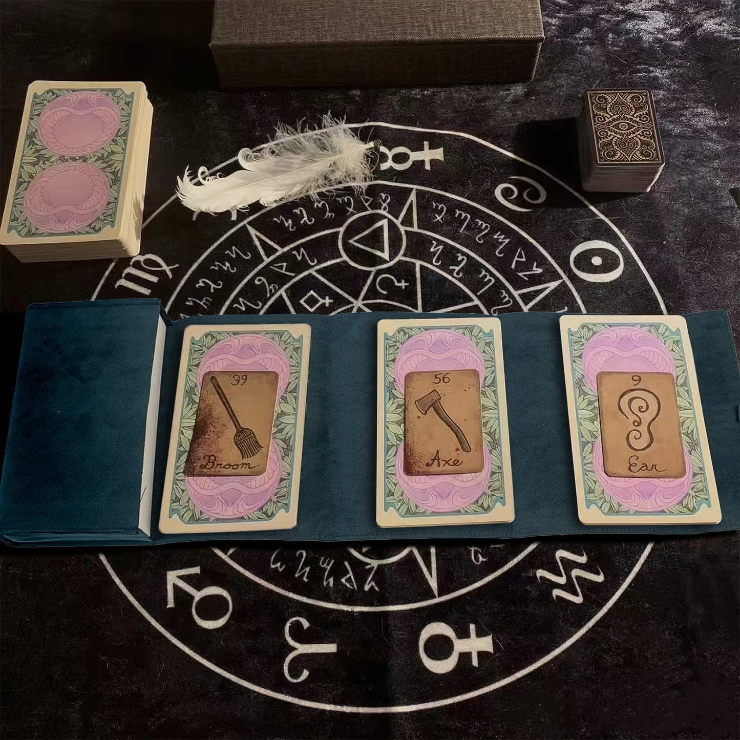 6 PCS Witchcraft Supplies Set Contains Velvet Tarot Card Holder Bag Tarot Storage Bags Tarot Bags Pouches Tarot Card Box Case and Decision Maker Coin.