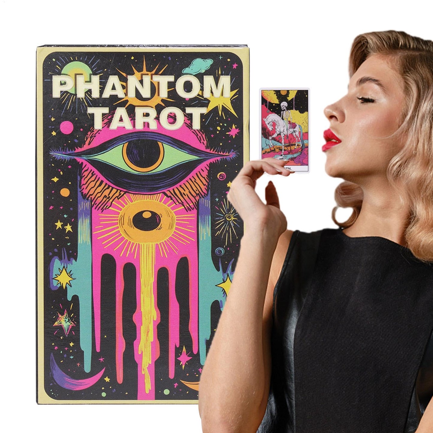 78 Card Tarot Deck, Dark Themed Design, Classic Fortune Telling Cards, Tarot with Meanings Guide, Mystical Divination Tool, Perfect for Readings and Family Gatherings