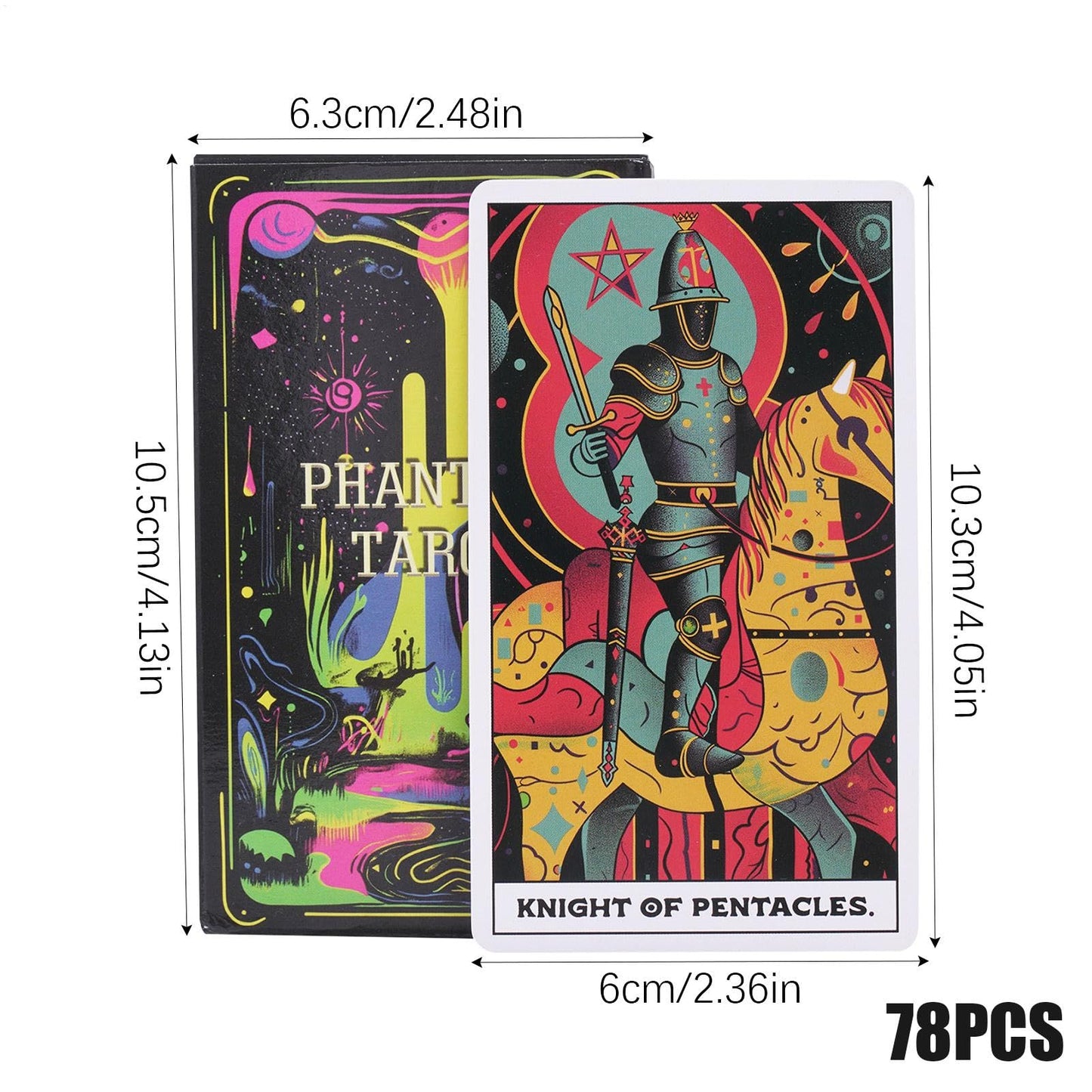 78 Card Tarot Deck, Dark Themed Design, Classic Fortune Telling Cards, Tarot with Meanings Guide, Mystical Divination Tool, Perfect for Readings and Family Gatherings