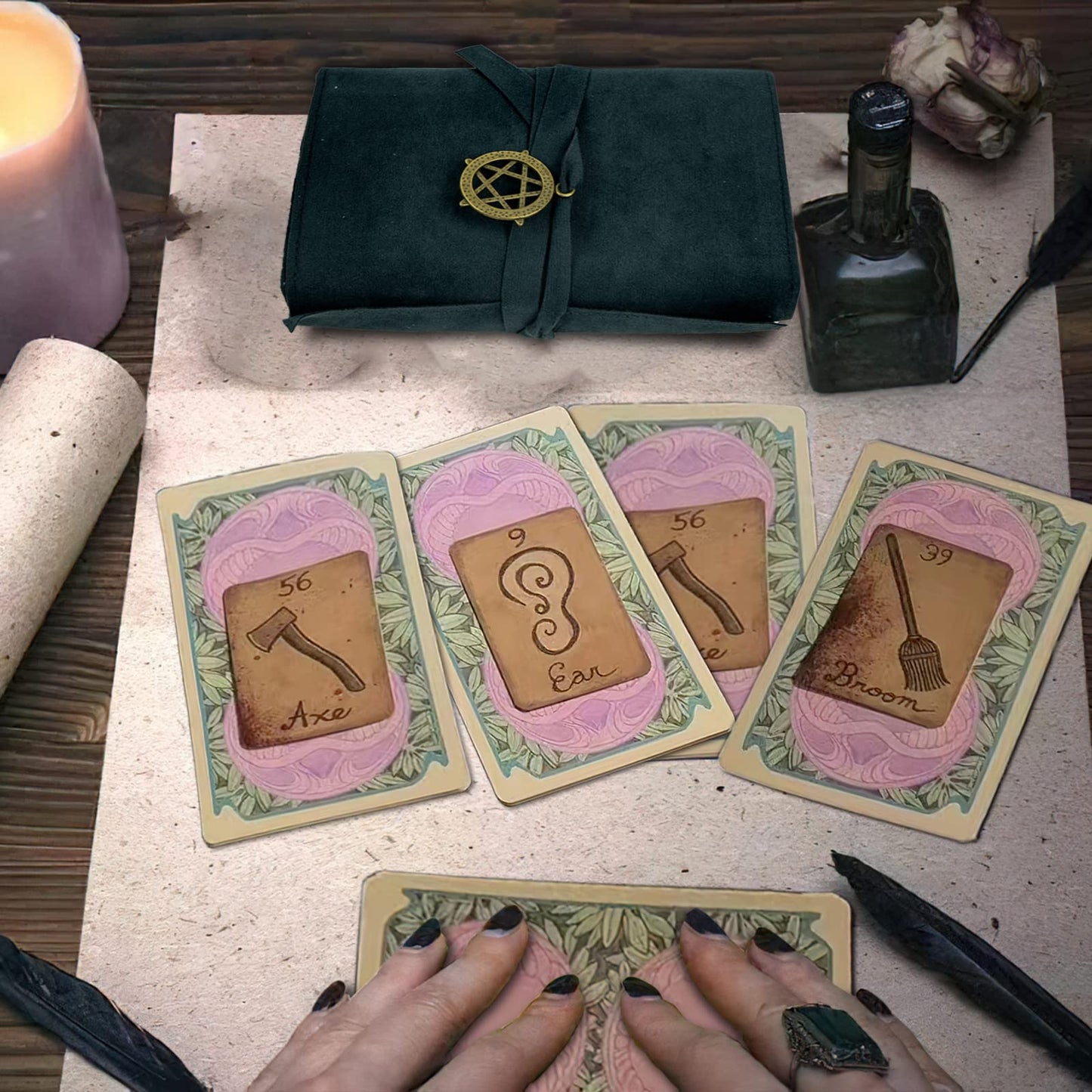6 PCS Witchcraft Supplies Set Contains Velvet Tarot Card Holder Bag Tarot Storage Bags Tarot Bags Pouches Tarot Card Box Case and Decision Maker Coin.