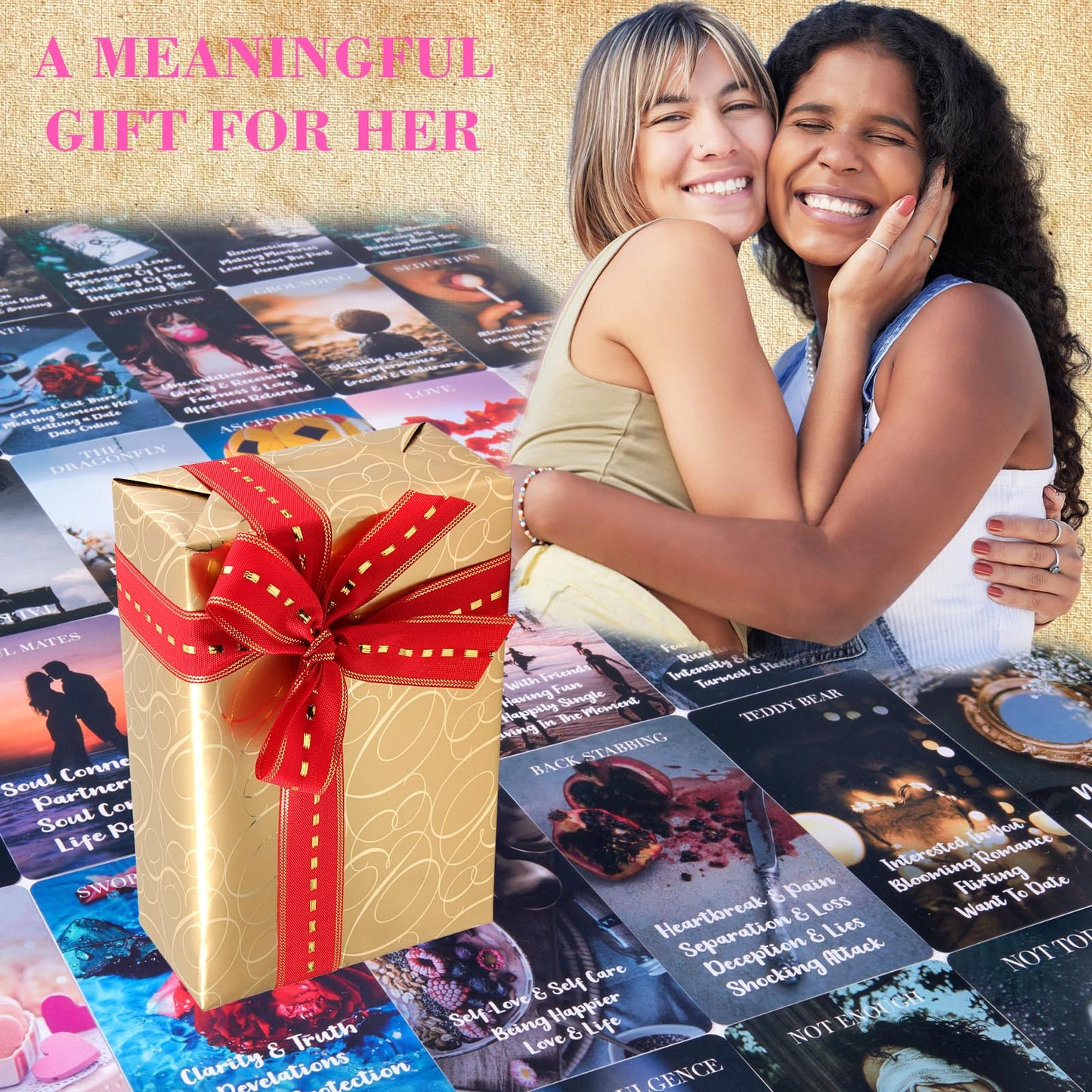 XSYLOHXL Love Oracle Cards for Beginners with Meanings on Them 53 PCS Loving Tarot Deck with Messages on Cards Providing Guidance on Life and Love Inquiries