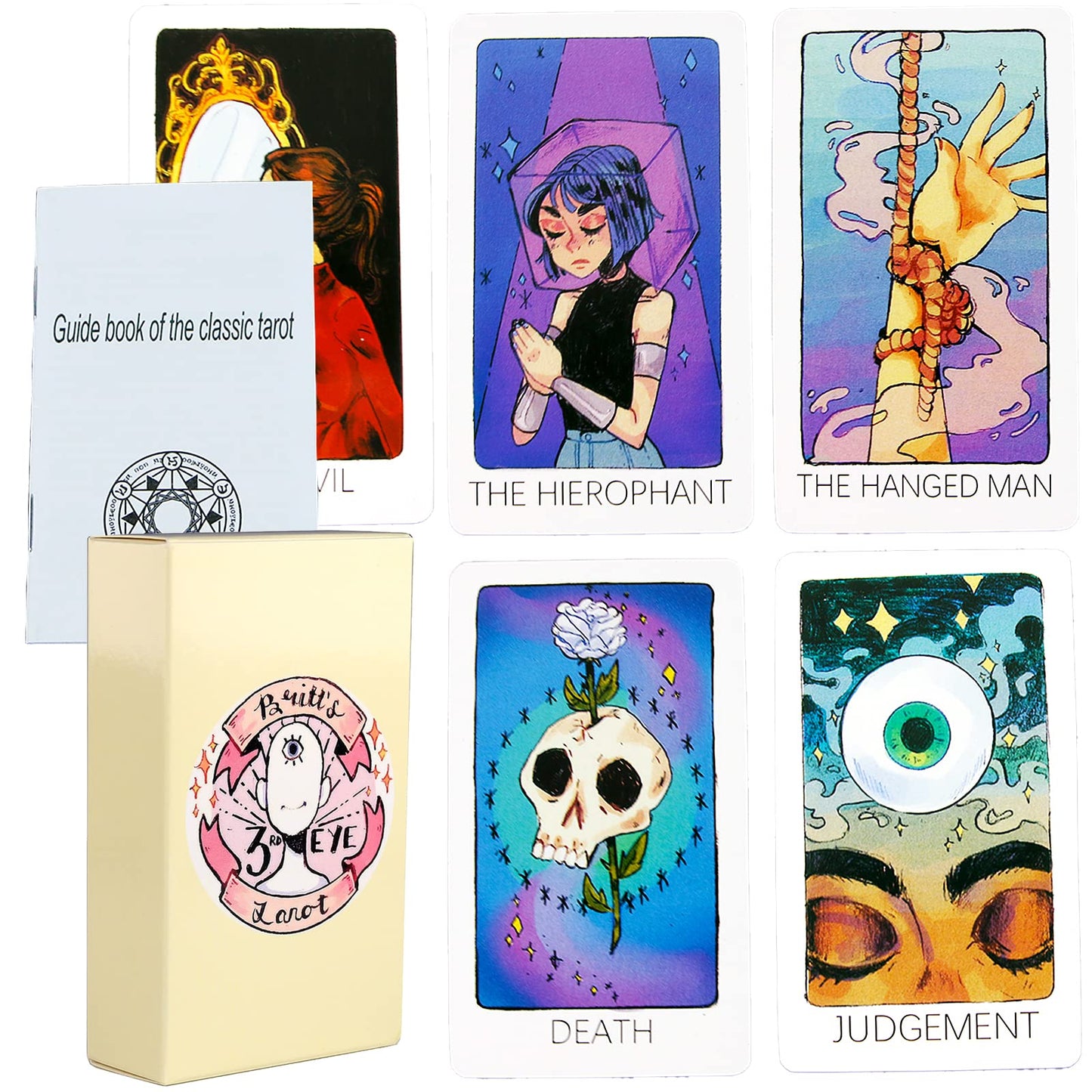 Atesswy Britt's Third Eye Tarot Deck, 78 Standard Tarot Cards with Guidebook for Beginners (Size: 4.75" x 2.75")