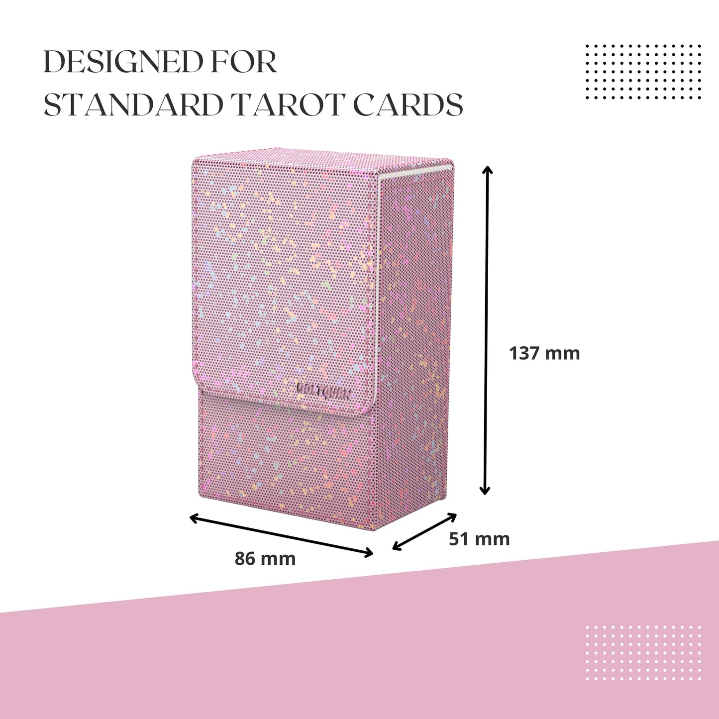 Boltquan Pearlized Pink Tarot Card Holder with White Interior – Fold-Top Case with Magnetic Lid Closure – Fits Standard Tarot Decks – Outer Dimensions 5.39 x 3.38 x 2 Inches (Pearlized Pink)