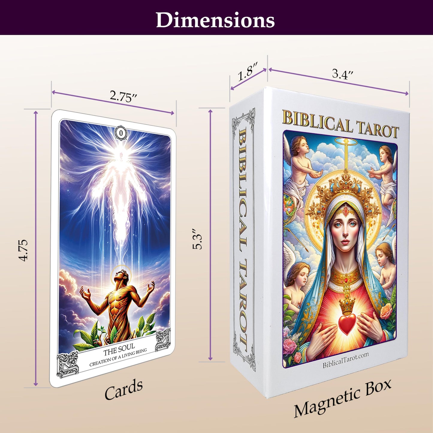 Biblical Tarot Deck: A 78-Card Deck & Guidebook. Unique, Based on The Wisdom of The Bible. Premium Quality. Flexible and Easy to Shuffle. High Detail Print. Full Size - 4.75x2.75 (Second Edition)