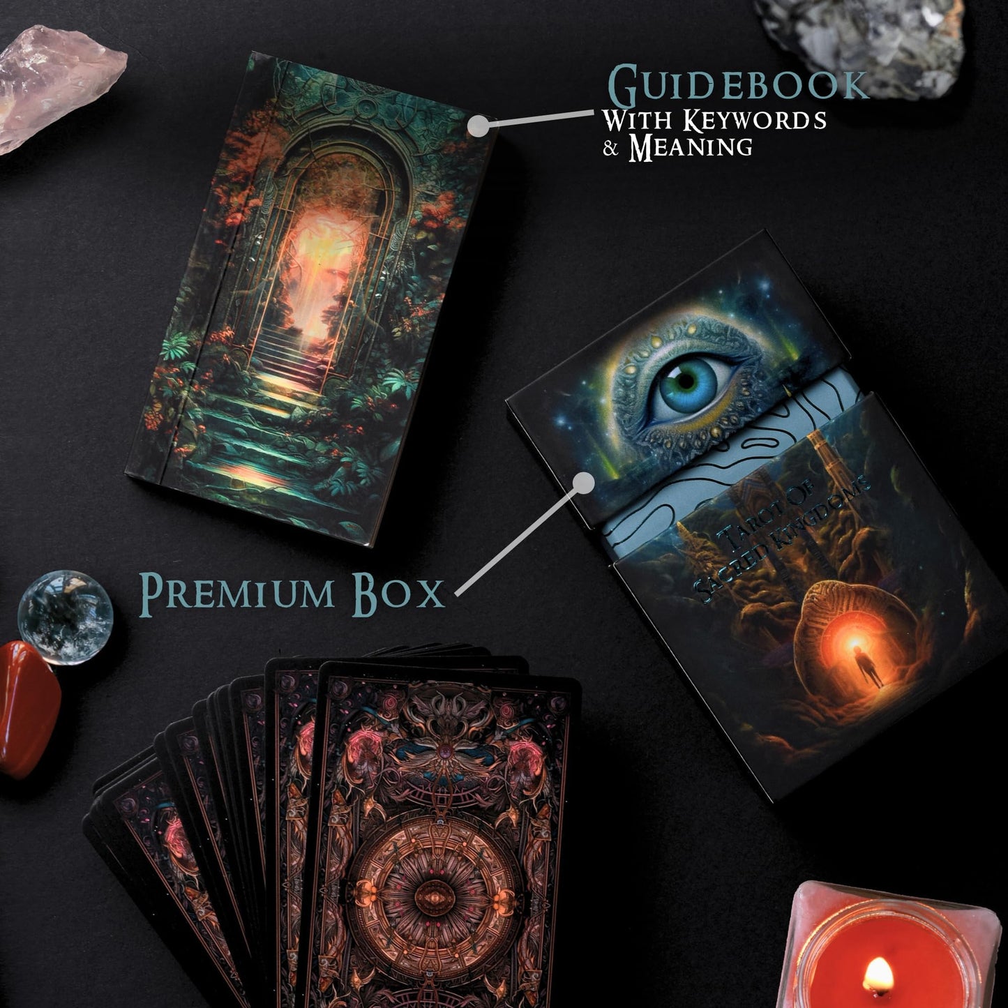 Earth Moon Magick The Tarot of Sacred Kingdoms Tarot Cards โ 78-Cards Tarot Deck with Guidebook โ Oracle Cards for Spiritual and Energetic Resonance โ Recycled Paper and Premium Packaging