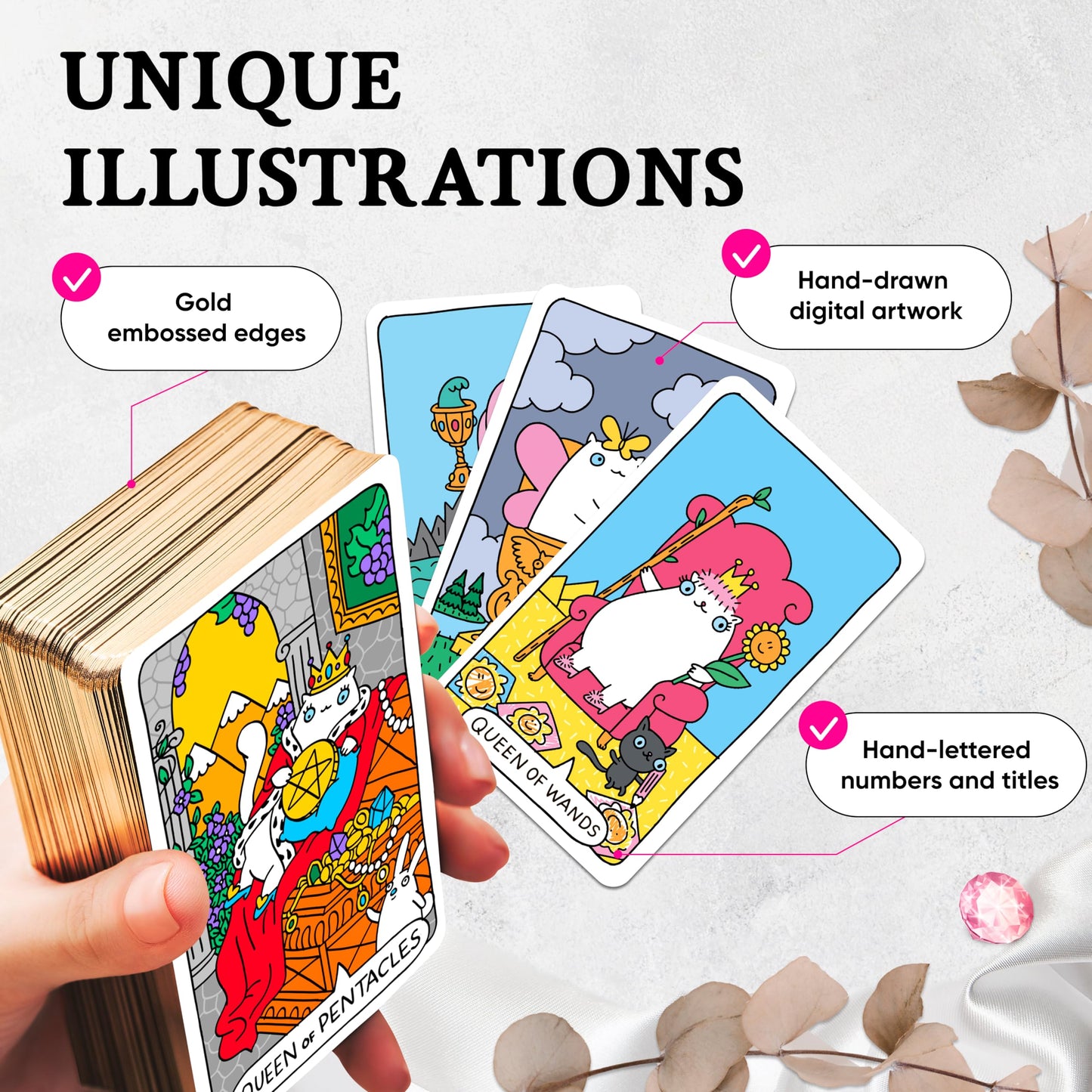Wyspell Cat Tarot Cards: A 78-Card Cat Tarot Deck with Guidebook - Unique Tarot Cards for Cat Lovers and Tarot Enthusiasts - Cute Tarot Cards for Beginners Tarot Deck