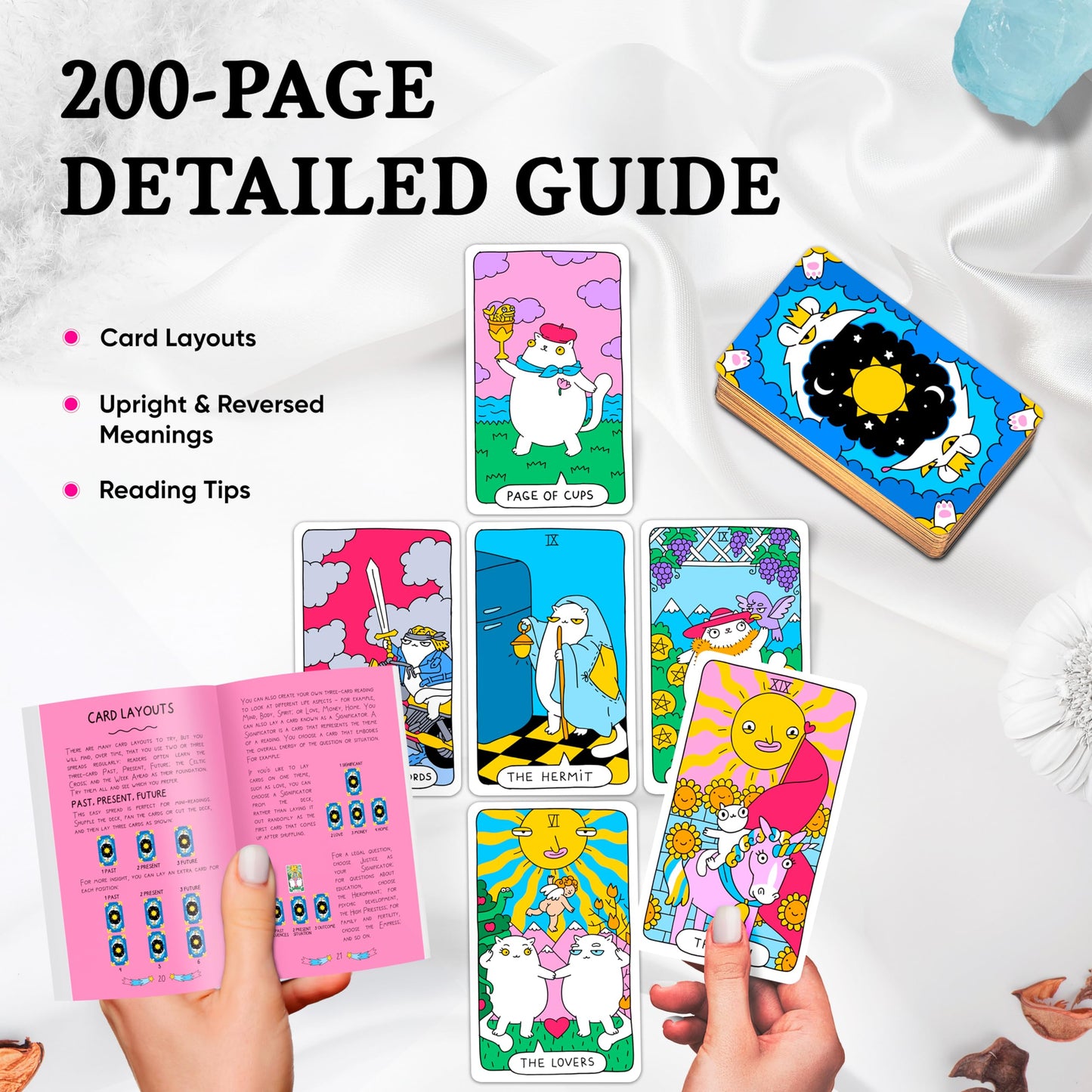 Wyspell Cat Tarot Cards: A 78-Card Cat Tarot Deck with Guidebook - Unique Tarot Cards for Cat Lovers and Tarot Enthusiasts - Cute Tarot Cards for Beginners Tarot Deck