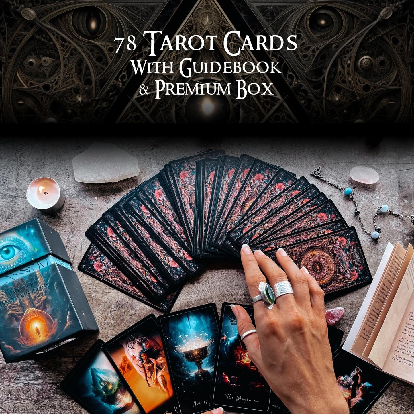 Earth Moon Magick The Tarot of Sacred Kingdoms Tarot Cards โ 78-Cards Tarot Deck with Guidebook โ Oracle Cards for Spiritual and Energetic Resonance โ Recycled Paper and Premium Packaging