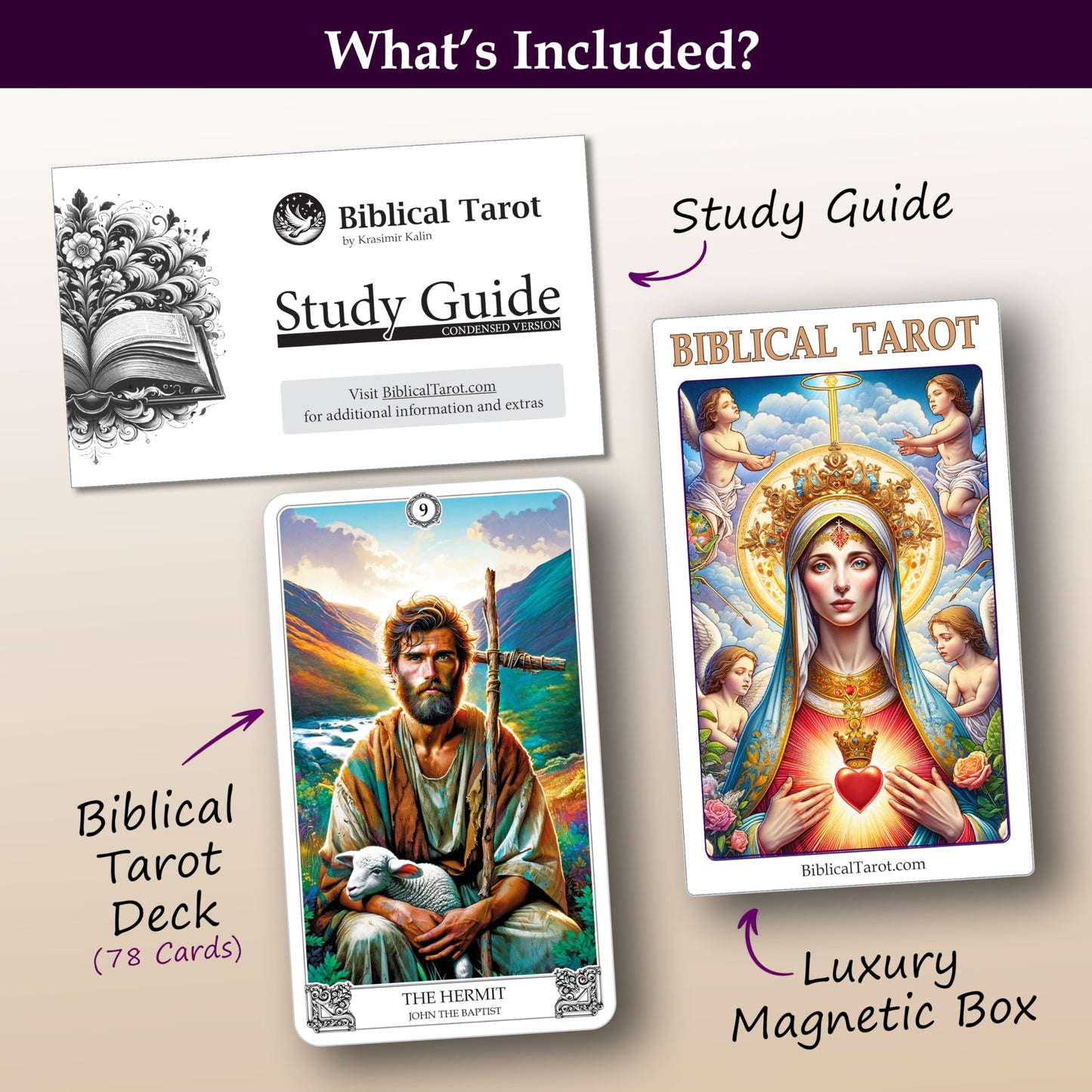 Biblical Tarot Deck: A 78-Card Deck & Guidebook. Unique, Based on The Wisdom of The Bible. Premium Quality. Flexible and Easy to Shuffle. High Detail Print. Full Size - 4.75x2.75 (Second Edition)