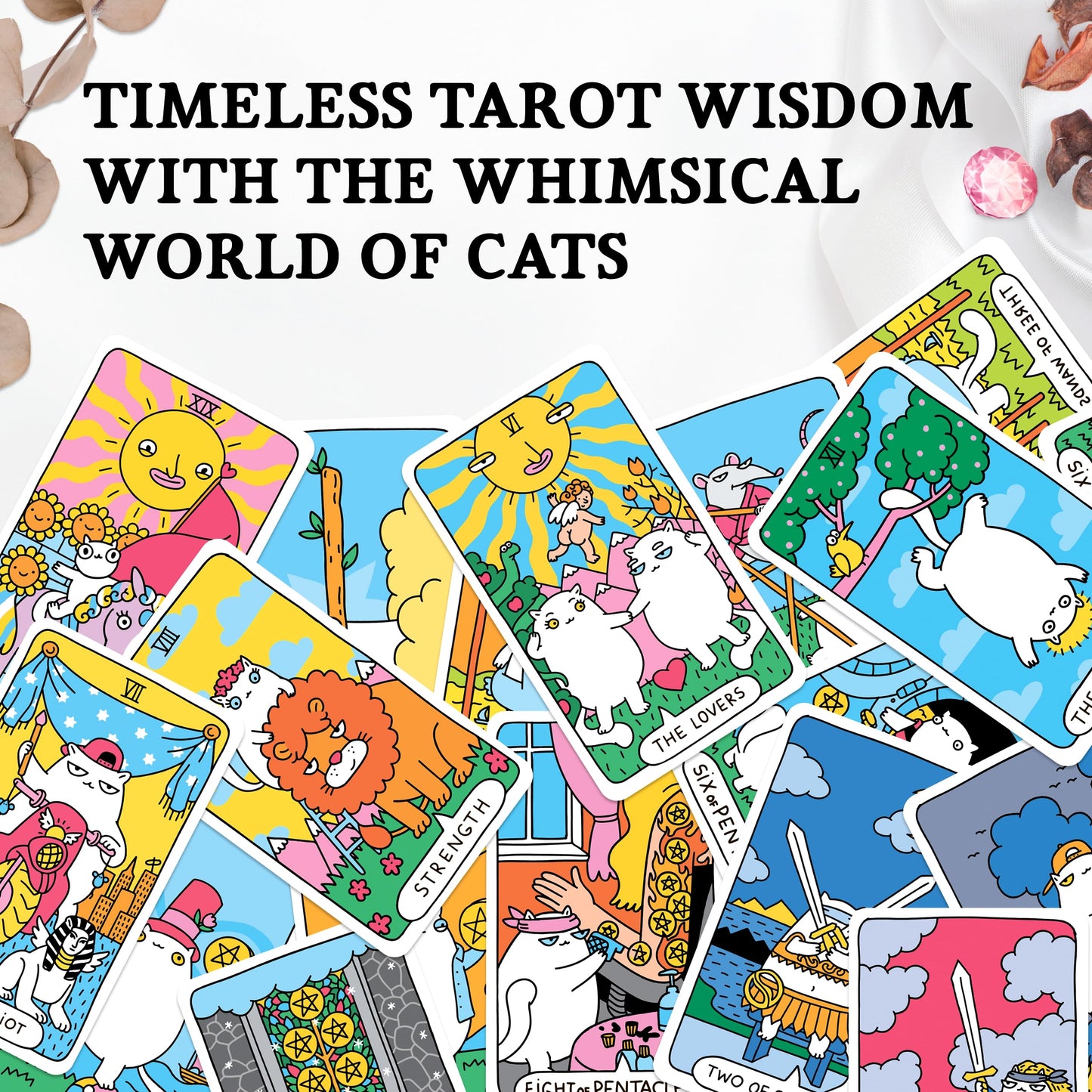 Wyspell Cat Tarot Cards: A 78-Card Cat Tarot Deck with Guidebook - Unique Tarot Cards for Cat Lovers and Tarot Enthusiasts - Cute Tarot Cards for Beginners Tarot Deck