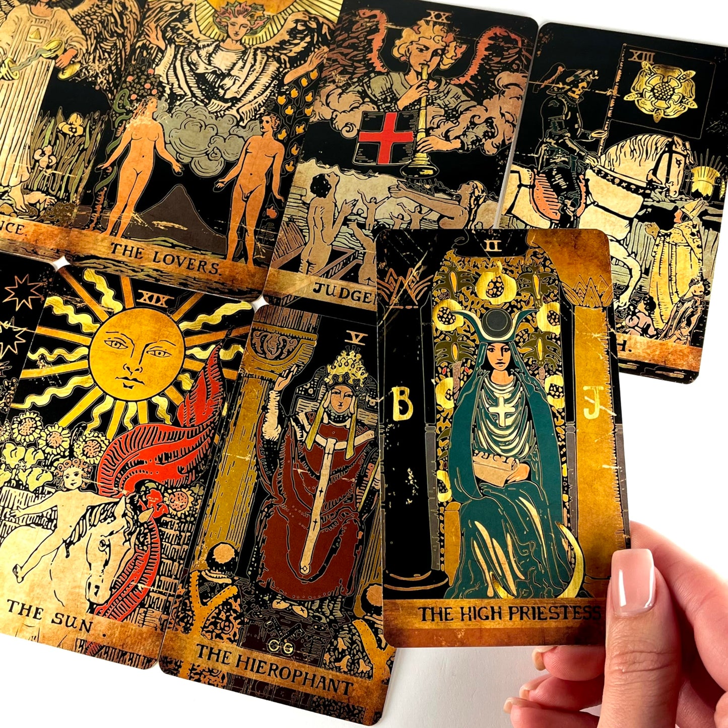 CRAFTERIAN Tarot Cards, 78 Deck, Original Cards for Beginners and Experts with Guide Book Gift Bag, Fortune Telling Game, Divination Tools All Skill Levels, Black.