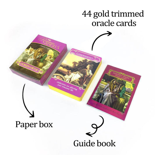 The Romance Angels Tarot Oracle Cards Deck, 44 12x8.5cm Standard Size Romance Angel Oracle Cards with Guidebook, Classic Fortune Telling Game for Beginners and Expert Readers