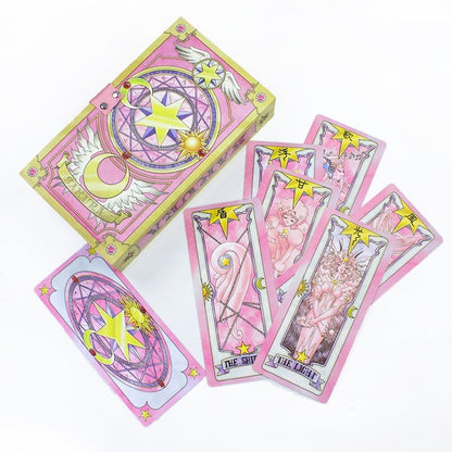 Cardcaptor Sakura Cards Magic Book Anime Tarot Cards Set New in Gift Box Collectibles Accessories Cosplay Prop (Pink)