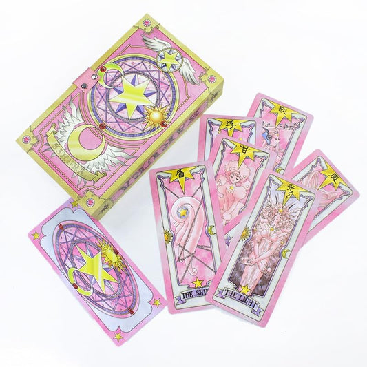 Cardcaptor Sakura Cards Magic Book Anime Tarot Cards Set New in Gift Box Collectibles Accessories Cosplay Prop (Pink)
