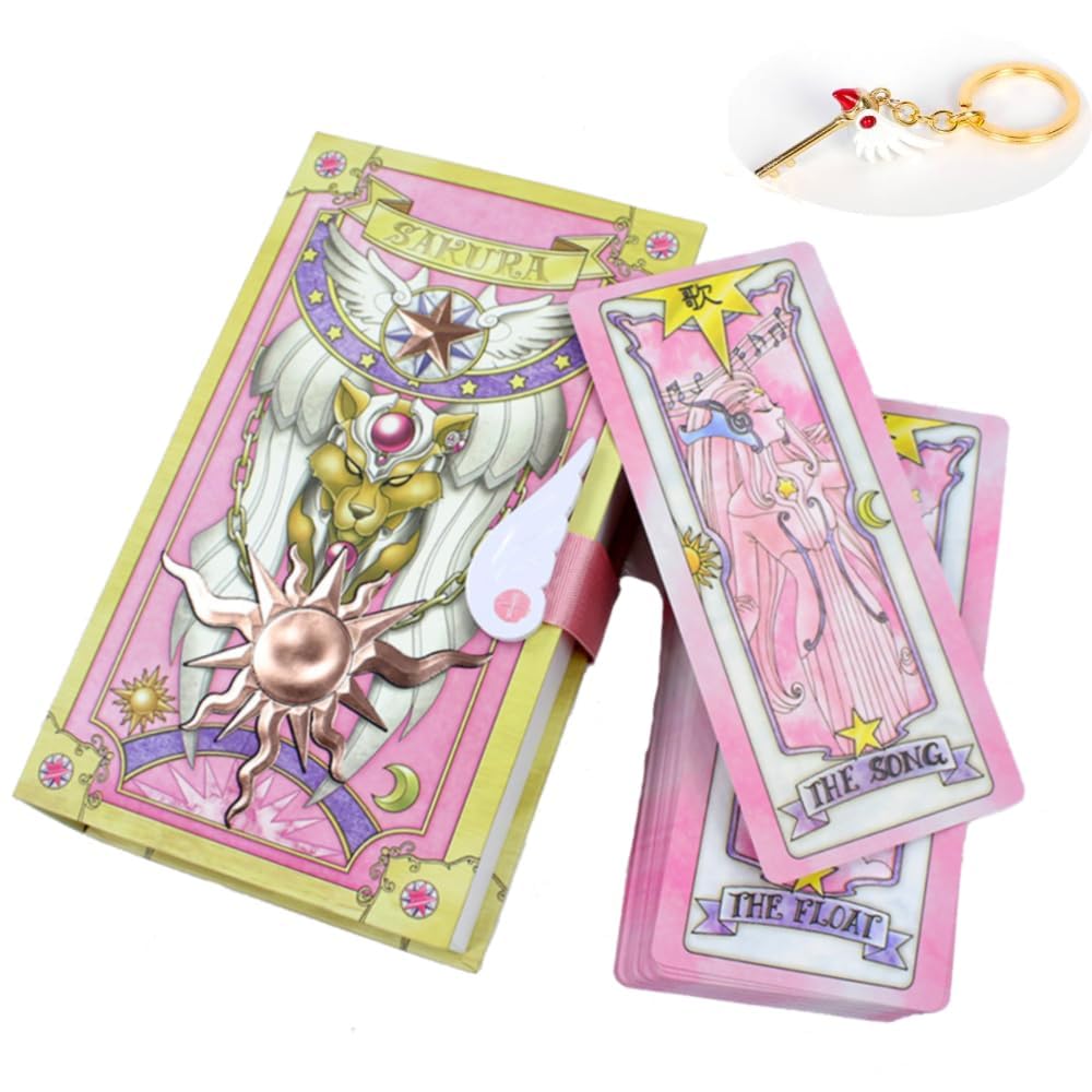 Cardcaptor Sakura Cards Magic Book Anime Tarot Cards Set New in Gift Box Collectibles Accessories Cosplay Prop (Pink)