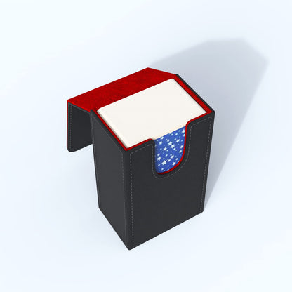 Black Tarot Card Holder with Red Interior; Fold Top Tarot Card Box Case with Magnetic Lid Closure; Fits Standard Tarot Card Deck; Holder Measures Standard Size 5.39 x 3.38 x 2 In (137*86*51mm) (Red)