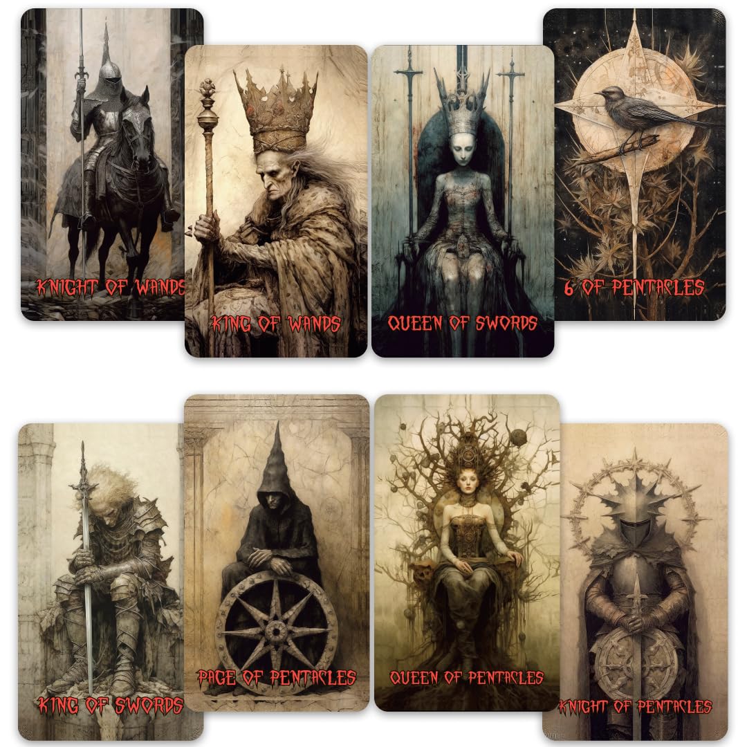 CRAFTERIAN Horror Tarot Cards, 78 Tarot Deck with Foil Edges, Original Tarot Cards for Beginners and Experts with Guide Book, Fortune Telling Game, Divination Tools for All Skill Levels.
