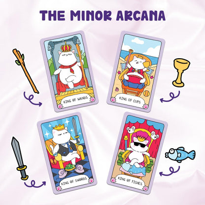 99FOX Meows Tarot Card Deck with Guidebook for Adults Beginners Cute Cards Cat Lovers