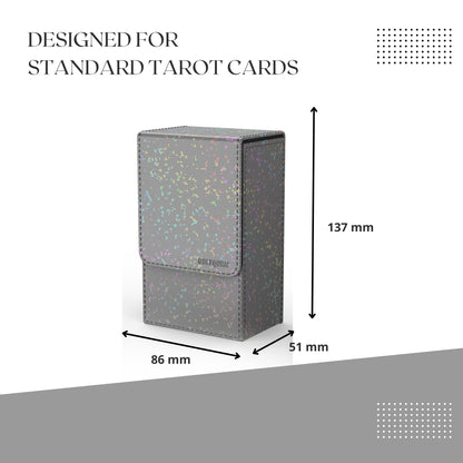 Boltquan Pearlized Grey Tarot Card Holder with Black Interior – Fold-Top Case with Magnetic Lid Closure – Fits Standard Tarot Decks – Outer Dimensions 5.39 x 3.38 x 2 Inches (Pearlized Grey)