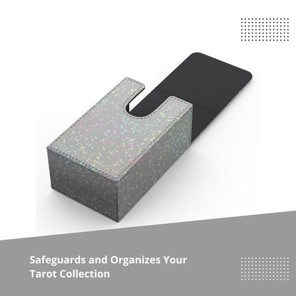 Boltquan Pearlized Grey Tarot Card Holder with Black Interior – Fold-Top Case with Magnetic Lid Closure – Fits Standard Tarot Decks – Outer Dimensions 5.39 x 3.38 x 2 Inches (Pearlized Grey)