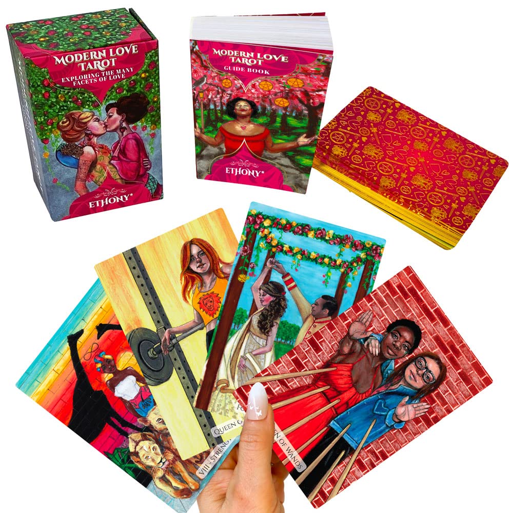 ETHONY Modern Love Tarot Cards Deck with 78 Beautiful Cards Exploring The Many Facets of Love and Relationships | Keepsake Box, Deluxe Full-Color Guidebook, Foil Stamped Back, and Gilded Edges