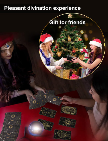 WJPC Gold Foil Tarot Cards with Guide Book Set&Gift Box for Beginner& Expert. Rider Waite Tarot Decks, Tarot Cards Decks
