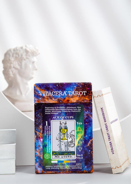 Vitacera Tarot Cards for Beginners with Meanings on Them, Tarot Card Deck with Guidebook, Keywords, Yes or No, Timing, Colors, Musical Pitch, Planet, Zodiac, Element, Chakra, Numerology and Meanings