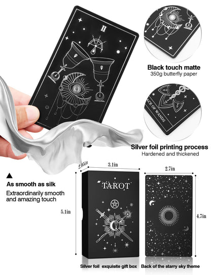 WJPC Silver Foil Tarot Cards with Guide Book Set&Gift Box for Beginner& Expert. Original Design Tarot Decks, Tarot Cards Decks