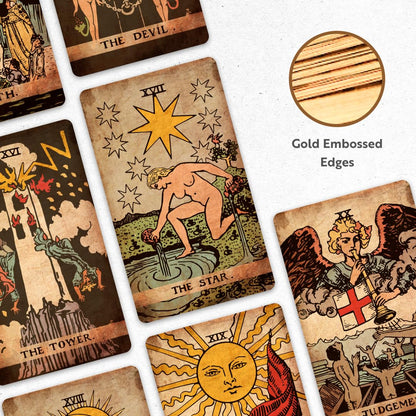 CRAFTERIAN Tarot Cards, 78 Tarot Deck, Original Tarot Cards for Beginners and Experts with Guide Book and Gift Bag, Fortune Telling Game, Divination Tools for All Skill Levels, Black and Gold.